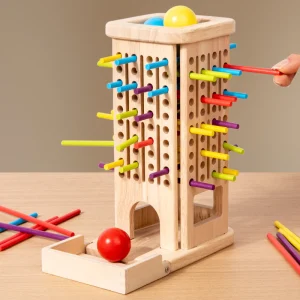 Trò chơi kéo & thả bóng bằng gỗ Montessori