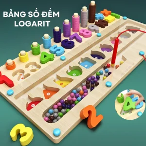 Bảng Số Đếm Logarit Bằng Gỗ Kèm Bi Lăn Từ Tính Cho Bé