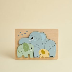 Wooden Elephant Puzzle for Kids – 12-Piece Montessori Jigsaw