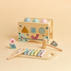 Wooden Montessori Activity Toy – Hammer  Shape Sorter & Xylophone