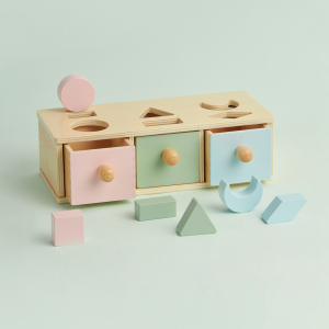Wooden Shape Sorting Box with 3 Drawers – Montessori Toy for Toddlers
