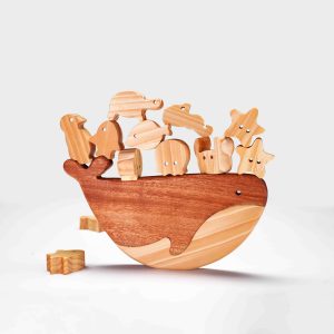 Wooden Whale Balancing Toy – Montessori Stacking Game for Kids