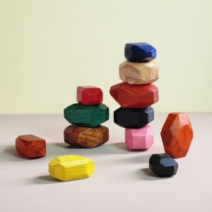 Wooden Balancing Stones – Montessori Stacking Blocks (15 pcs)