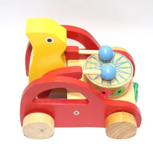 Wooden Duck Pull Toy with Drum – Musical Toy for Kids
