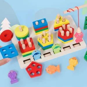 Wooden Shape Sorting & Fishing Toy Set