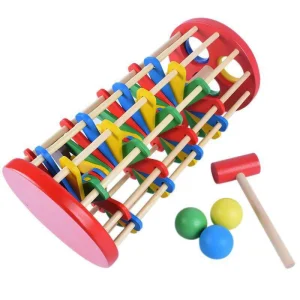 Wooden Pounding Toy with Colorful Balls – Stacking & Hammering Toy for Kids