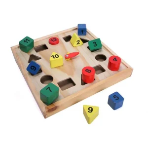 Wooden Number and Shape Sorting Toy – Educational Puzzle for Kids