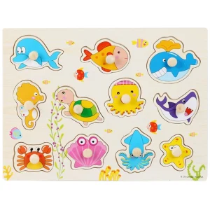 Wooden Sea Animals Puzzle Board for Kids