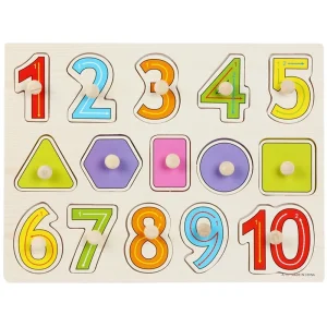 Wooden Numbers & Shapes Puzzle Board for Kids