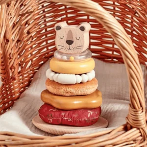 Wooden Lion Stacking Toy – Montessori Baby Ring Tower