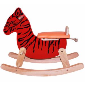 Wooden Red Zebra Rocking Horse