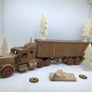 Wooden Semi-Truck with Trailer