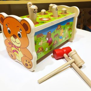 Wooden Whack-A-Mole Hammer Bench (Bear Theme)