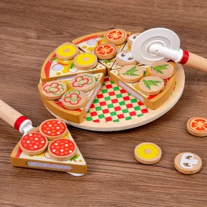 Wooden Pizza Cutting Toy Set
