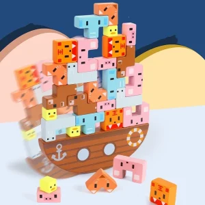 Wooden Animal Balancing Ship Game