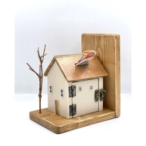 Wooden House Bookend Coin Bank