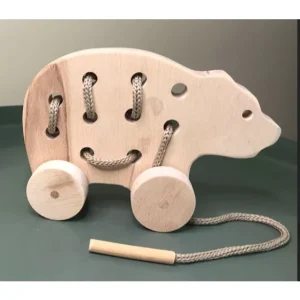 Wooden Bear Lacing Pull Toy