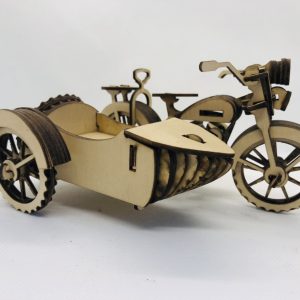 Wooden Motorcycle with Sidecar Model