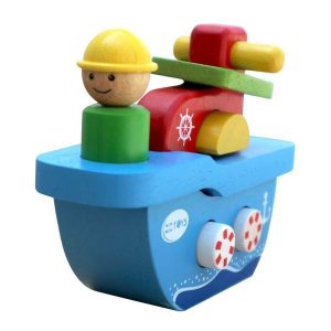 Wooden Tugboat with Sailor