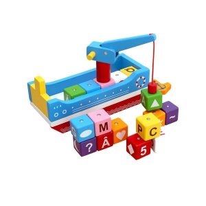 Wooden Magnetic Crane Ship Toy