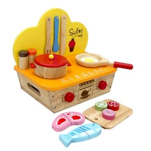 Wooden Kitchen Playset with Cooking Accessories